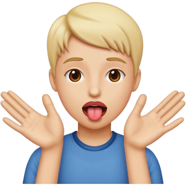 tounge out and hands to the side emoji