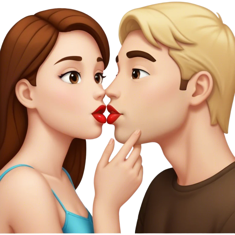 two girls and 1 guy kissing emoji