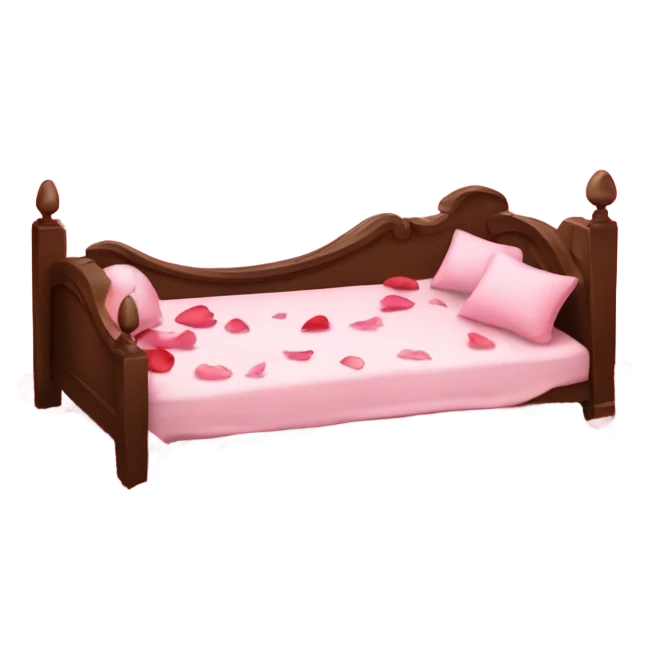 Valentine’s Day bed with rose petals emoji