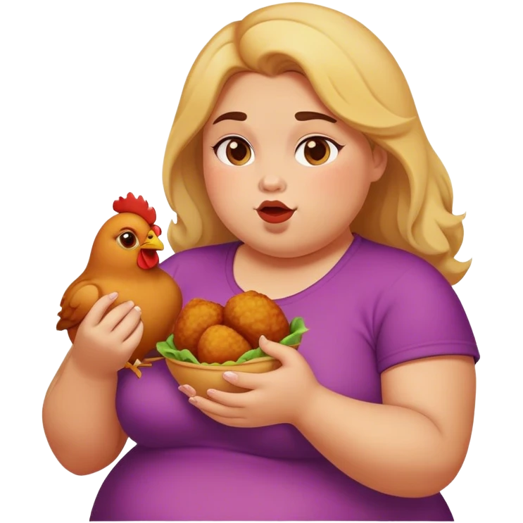 Fat girl eating chicken emoji