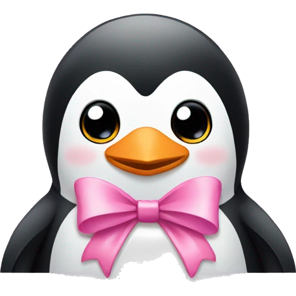 Penguin with pink bow emoji