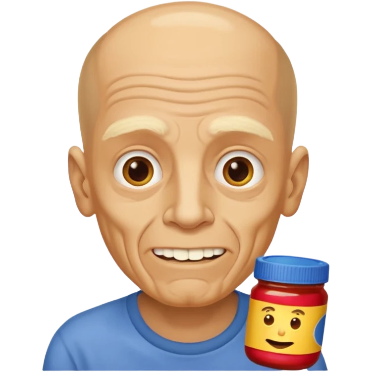White man, barely any hair, lots and lots of wrinkles, bad yellow teeth, and peanut butter. Cerebral palsy emoji