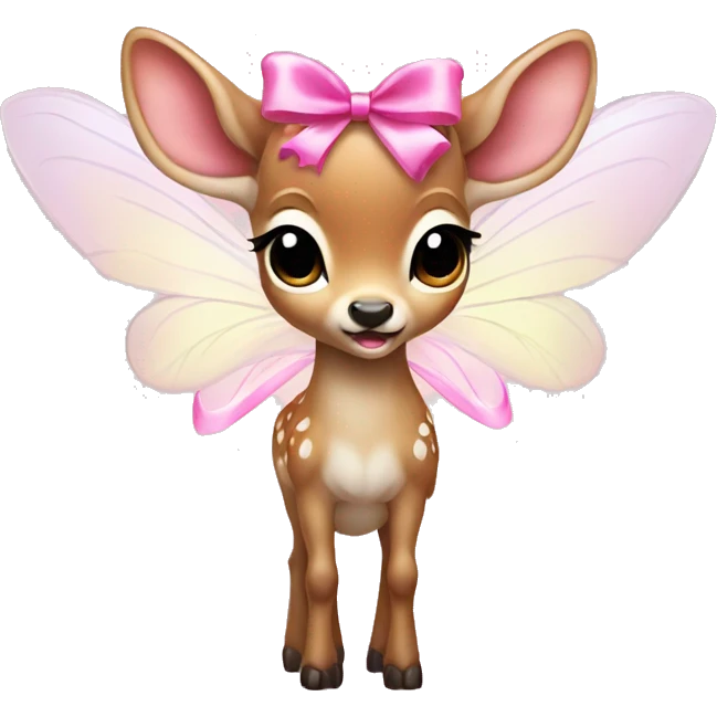 baby deer with fairy wings and a pink bow around its neck  emoji