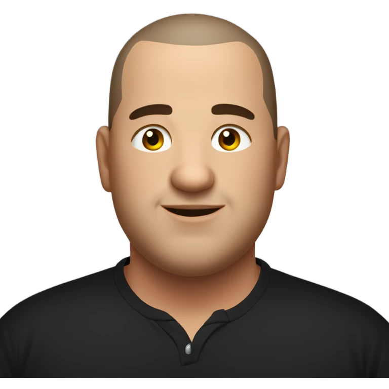 overweight italian man, with buzz cut and no beard. wearing a black unbuttoned shirt. emoji