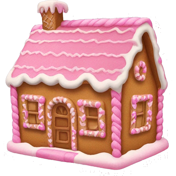 A pink gingerbread house emoji