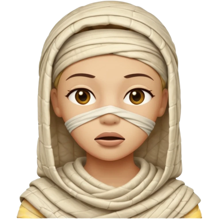 The mummy girl with her mouth closed emoji