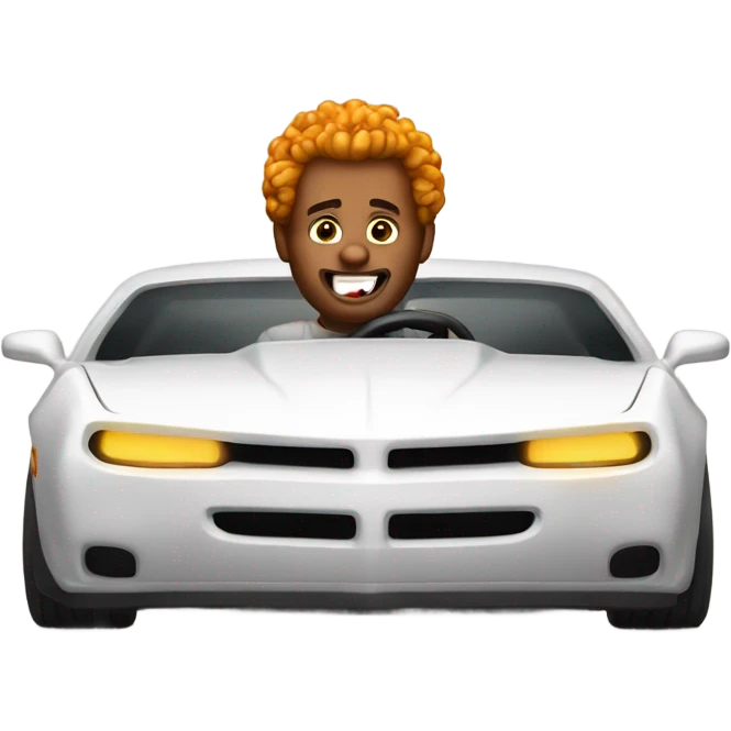 a  guy driving a hellcat while eating fried chicken  emoji
