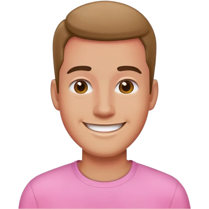 buat cowo malesub memakai baju pink dan tampak tersenyum emoji
