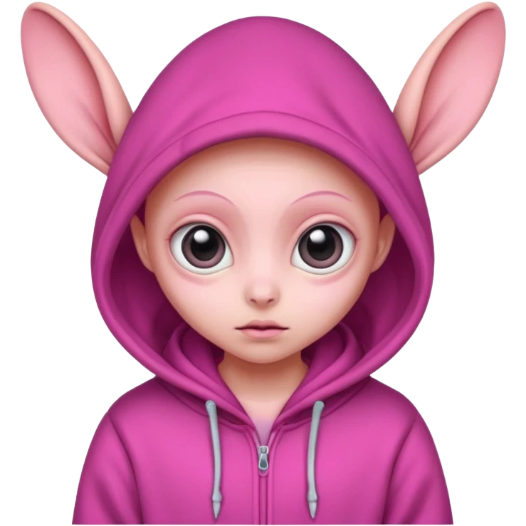 Aliens Pink, hoodie, cute big eyes, big ears emoji