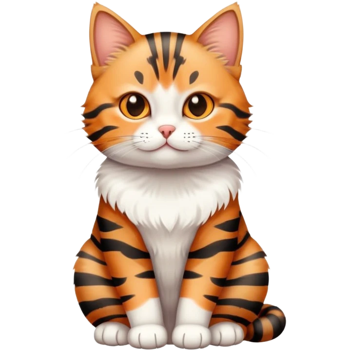 Cute tabby cat with white stomach, adorable face, sitting position showing white belly emoji