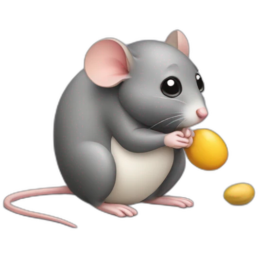 Depressed mouse holding a single bean emoji
