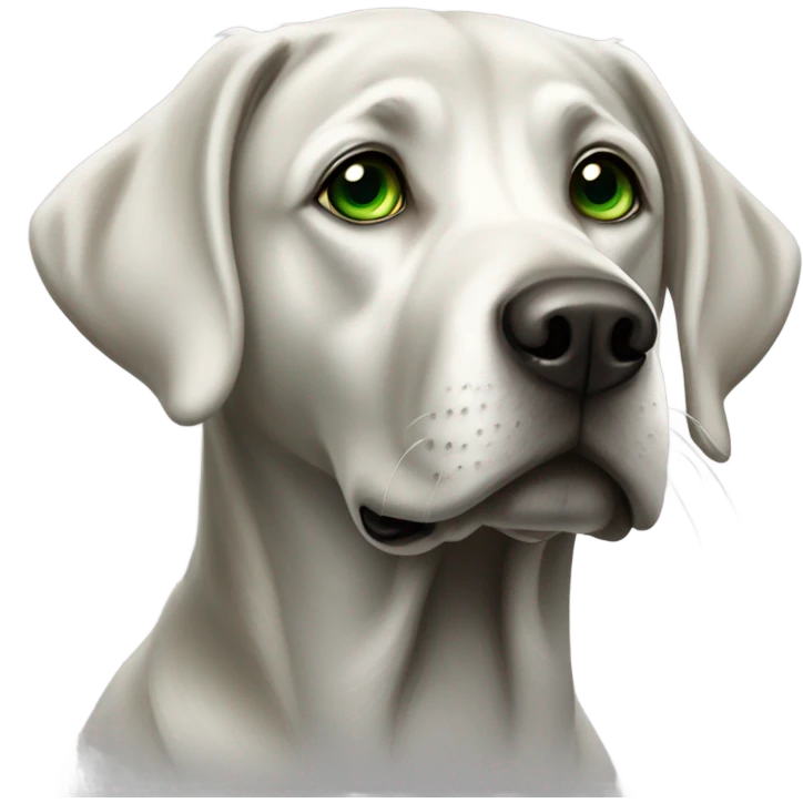 Silver Labrador with green eyes emoji