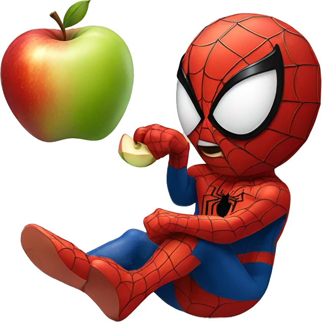Spiderman eating an apple emoji