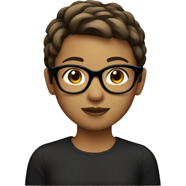 girl with short brown hair and black glasses emoji