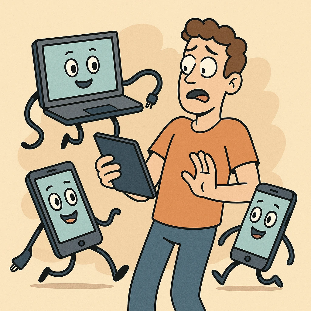 technology adapting to humans, friendly cartoon style emoji