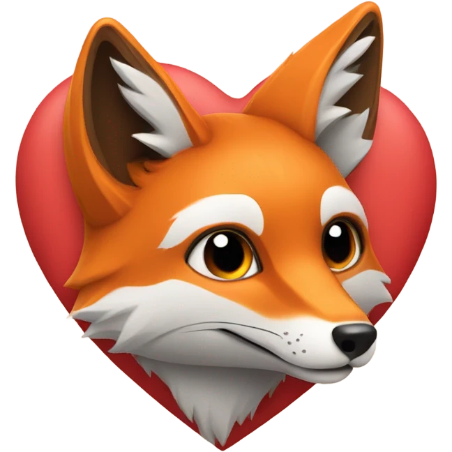 Heart with fox inside emoji