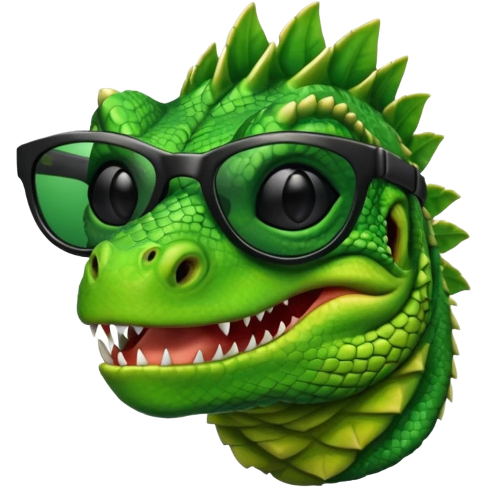 capitalist iguana head with black sunglasses smiling venomously emoji