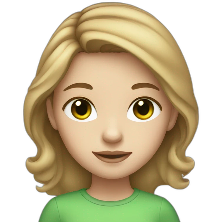 Girl with light brown hair and green eye and light skin emoji
