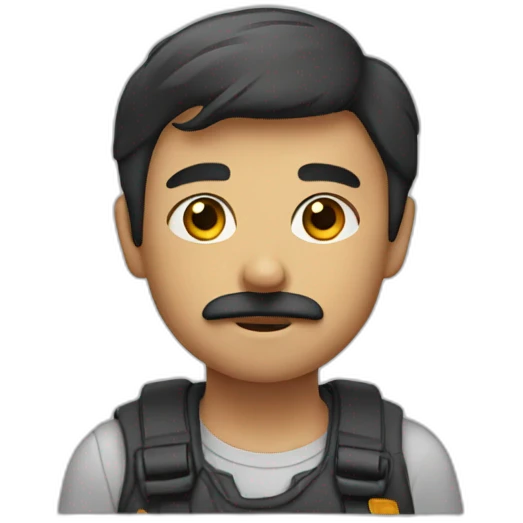 Lean boy with height and small beard and moustache emoji