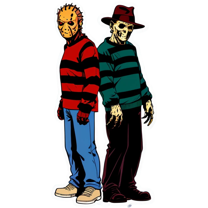 Jason and Freddy Krueger standing next to each other  emoji