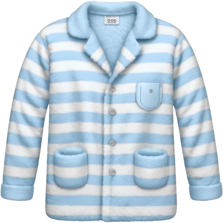 emoji of an isolated fluffy fleece pajama top with soft pastel 'vertical' stripes, plush fuzzy texture, light grey and pastel blue tones, button-down long sleeves, neatly folded flat-lay, no person, no body, no mannequin, cozy warm winter mood, soft shading emoji