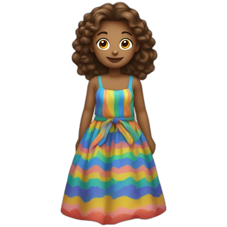 Fille qui porte une robe multicolore emoji