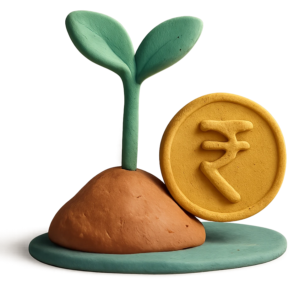 investment concept with rupee coin and plant emoji