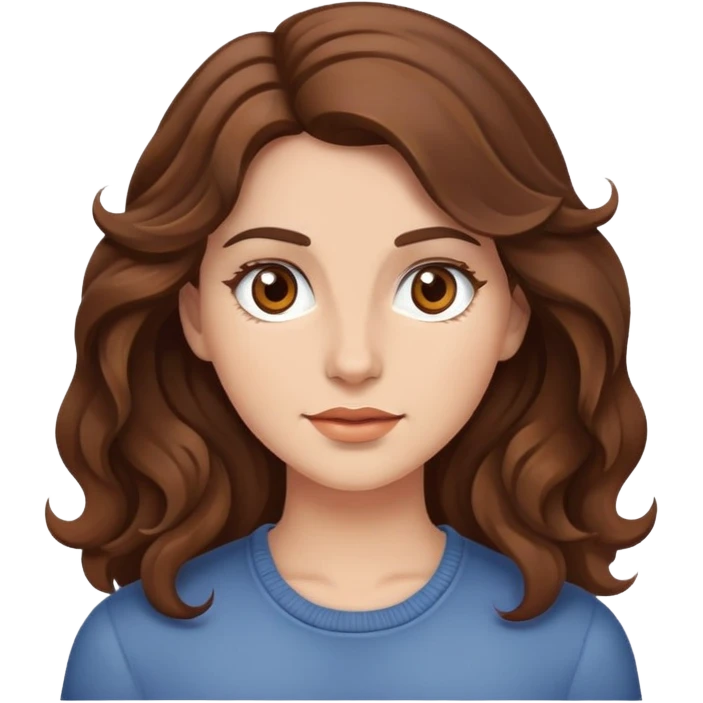 Pelo café ondulado ojos cafés flaca y aperlada emoji