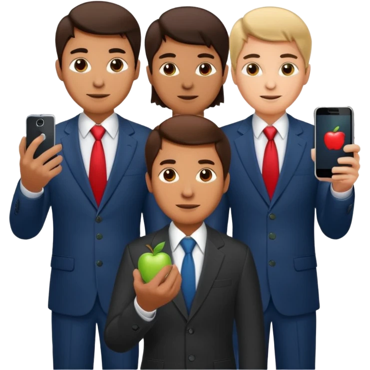 mobile phone man team  with apple logo emoji