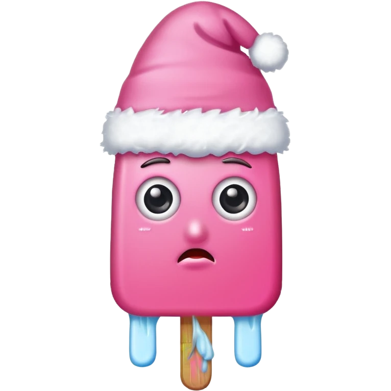 pink popsicle with eyes and snow hat emoji