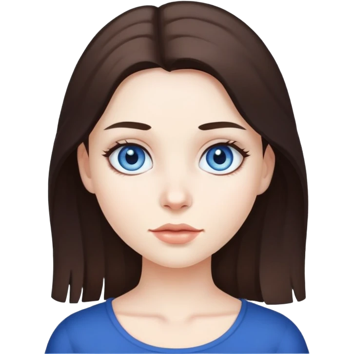 Girl with white skin and brunette hair with dark blue eyes  emoji