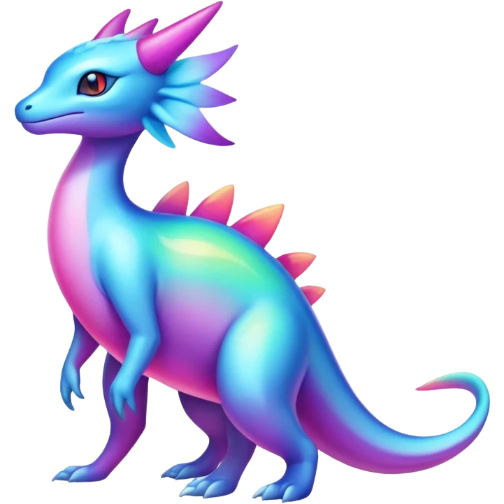 Colorful Iridescent Exotic Aurorus-Amaura-Salamence-Fakémon-hybrid-creature (full body)  emoji