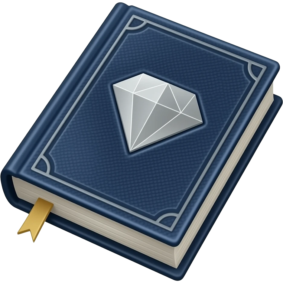 navy blue spellbook with silver diamond star on cover emoji