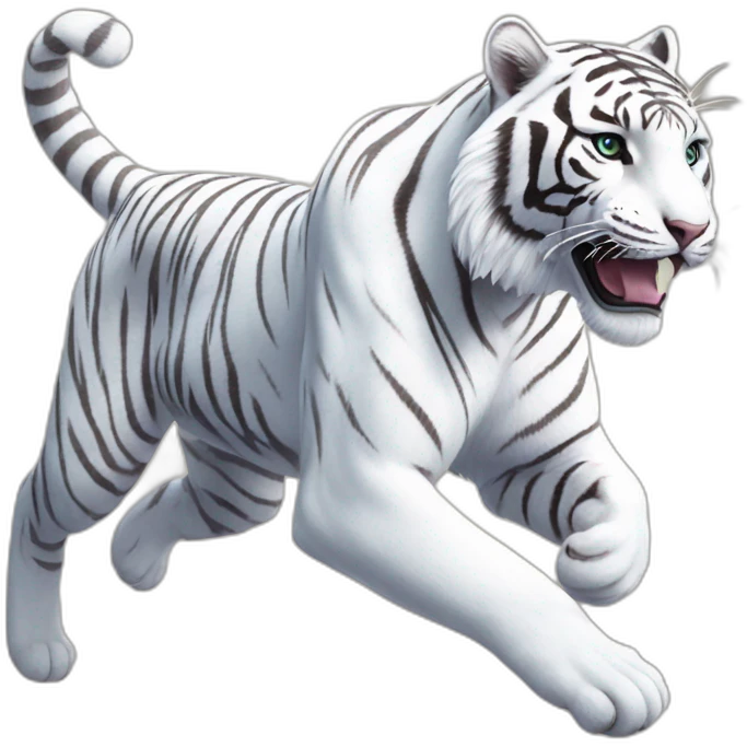 3 white tigers running to the left from right emoji