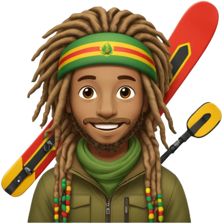 Rastafari with skis emoji