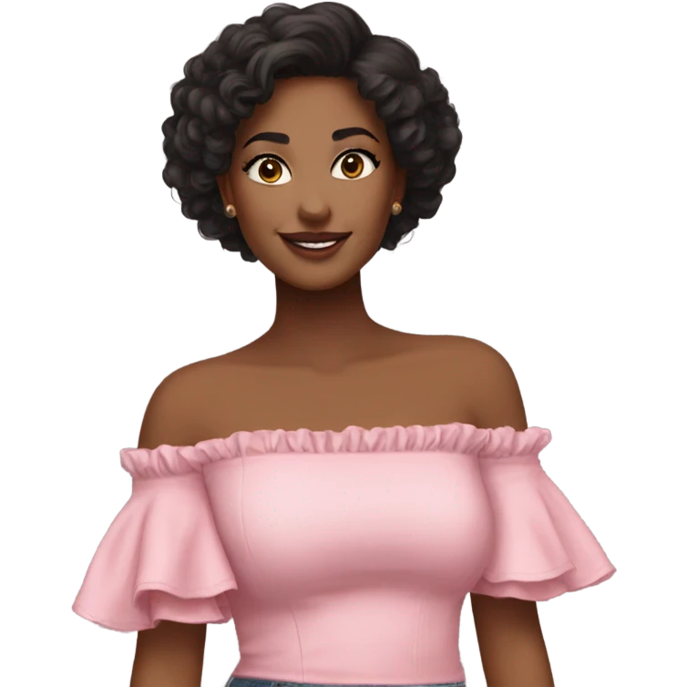 Realistic pink off shoulder top, isolated emoji