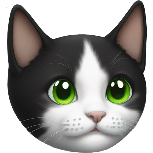 tuxedo cat with green eyes emoji