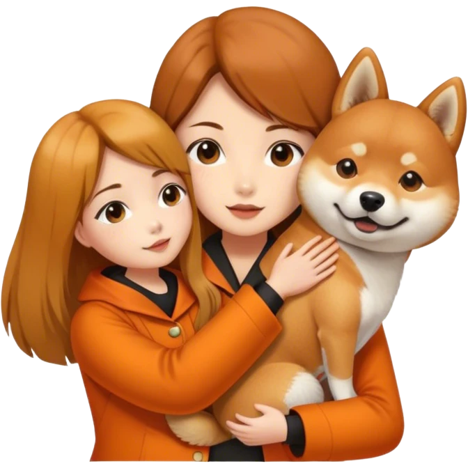 Shiba inu dog with girl brown hair long emoji