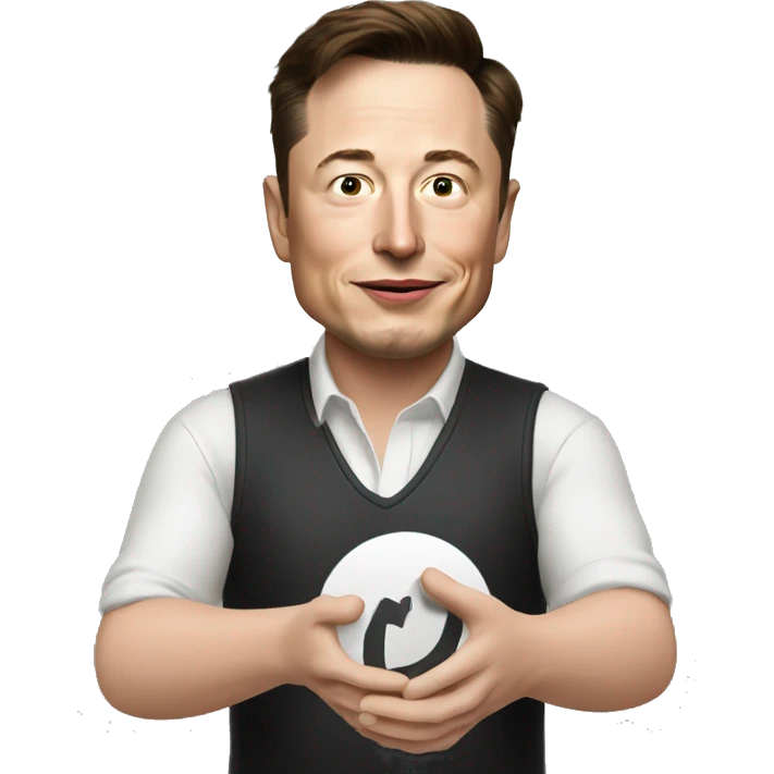Elon Musk holding a number Zero in the right hand, and a One in his right hand emoji