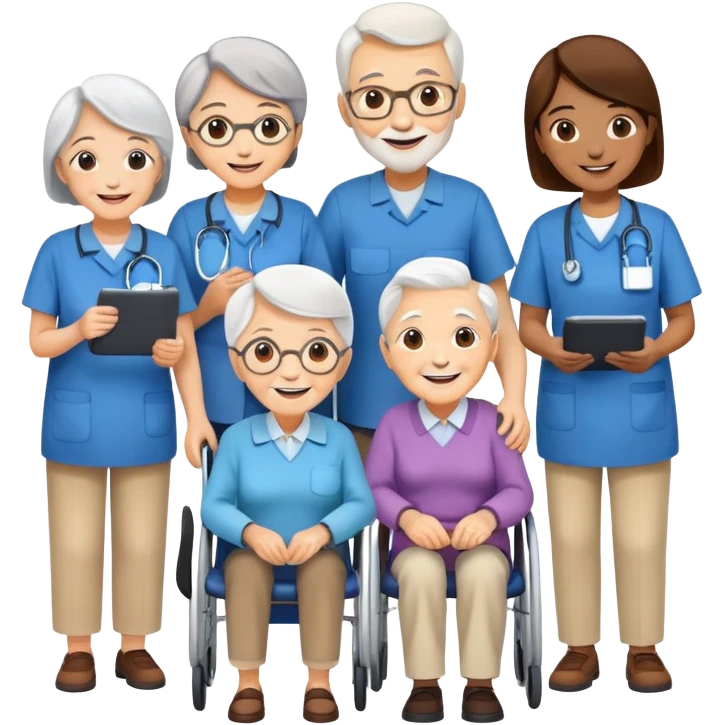 Volunteers helping elderly people emoji