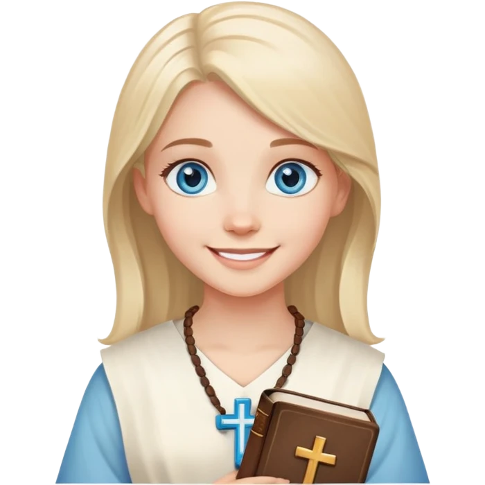blue eyed girl loves jesus and bibles emoji