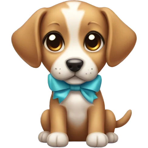 Cute puppy with a bow emoji