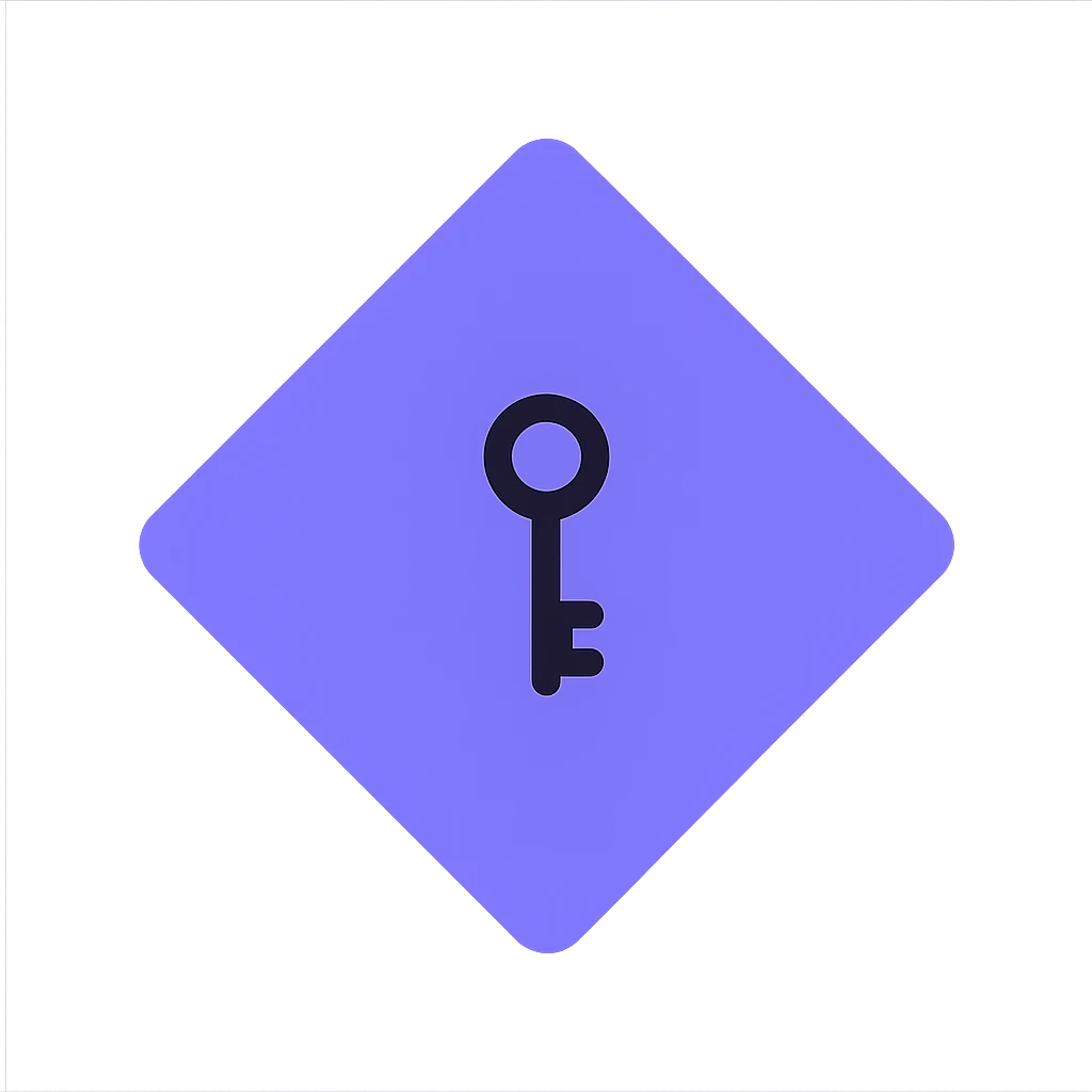 diamond, color #9665db, with 🗝️key  symbol on the diamond. emoji