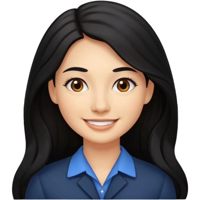 Professional woman with dimples, brown eyes, and long black hair emoji