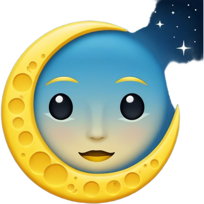 Une moitié de lune noir et l’autre moitié et le soleil  emoji