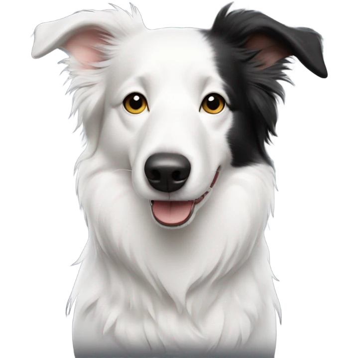 white border collie with black spot on half of the face emoji
