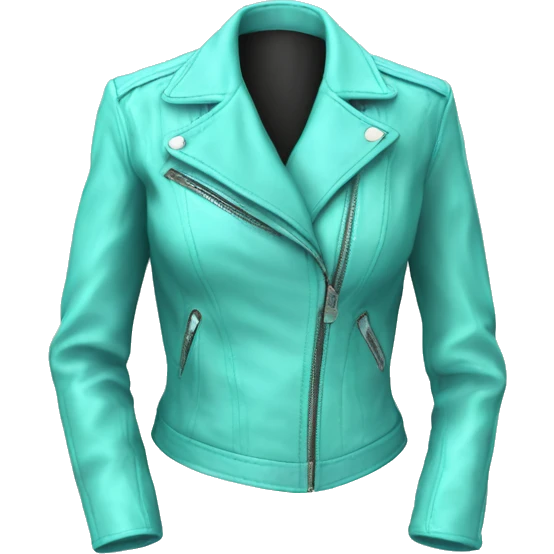 Realistic isolated open tiffany blue feminine fashion leather jacket. emoji