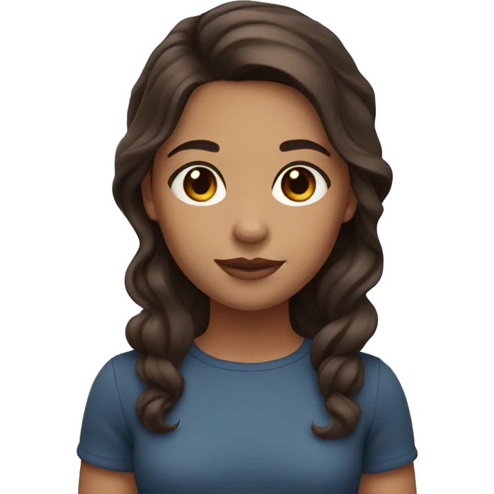 girl with light brown skin and dark brown eyes and dark brown wavy hair emoji