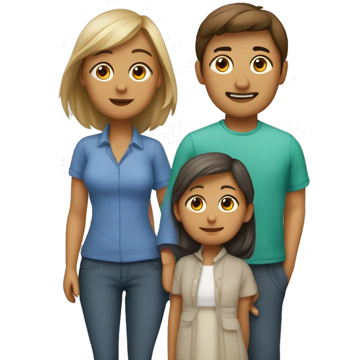 una familia de 5 personas con 2 niñas y un niño emoji