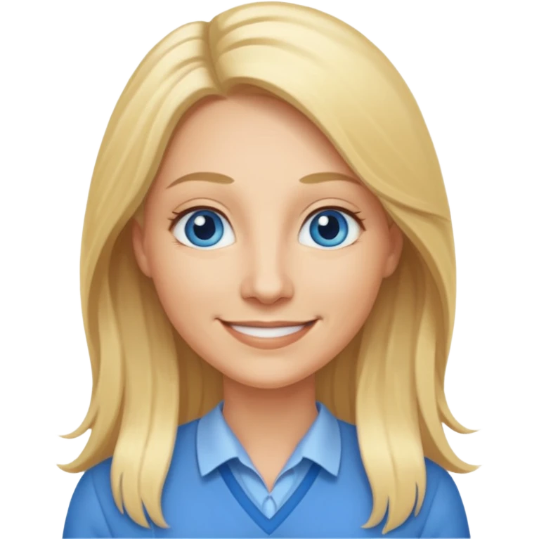 a 40 year old teacher with long blonde hair and blue eyes emoji